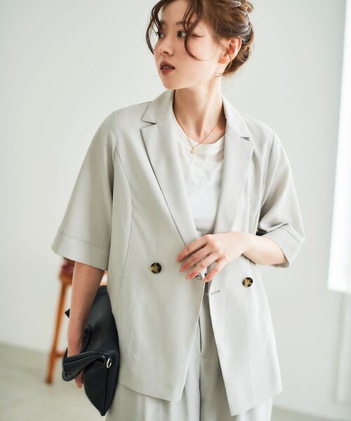 le.coeur blanc（ルクールブラン）の「タンブラーブッチャーハーフスリーブジャケット（その他トップス・レディース・チャコールグレー/ネイビー/ライトグレー・38）」の18枚目の写真