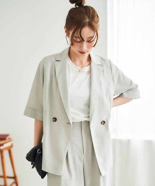 le.coeur blanc（ルクールブラン）の「タンブラーブッチャーハーフスリーブジャケット（その他トップス・レディース・チャコールグレー/ネイビー/ライトグレー・38）」の19枚目の写真