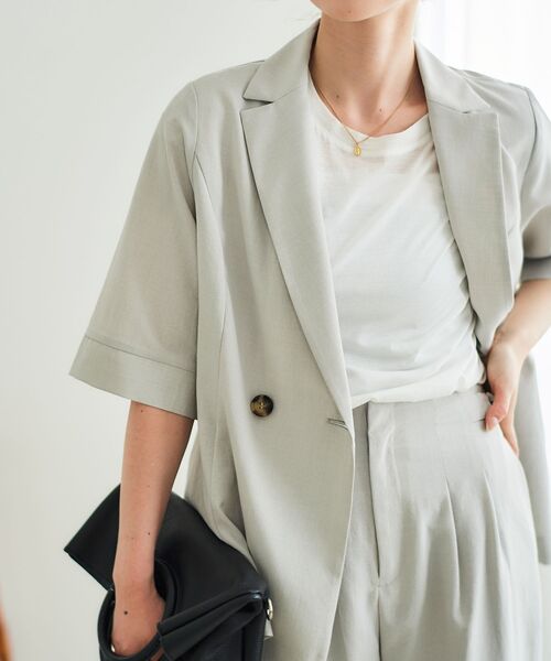 le.coeur blanc（ルクールブラン）の「タンブラーブッチャーハーフスリーブジャケット（その他トップス・レディース・チャコールグレー/ネイビー/ライトグレー・38）」の20枚目の写真