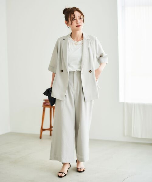 le.coeur blanc（ルクールブラン）の「タンブラーブッチャーハーフスリーブジャケット（その他トップス・レディース・チャコールグレー/ネイビー/ライトグレー・38）」の21枚目の写真