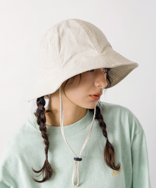 Ruben（ルーベン）の「【RUBEN / ルーベン】リネンチューリップハット / UV CUT / 接触冷感 / 2WAY【WEB限定】（ハット・レディース・グリーン/ブルー/ブラック/アイボリー・フリー）」の9枚目の写真