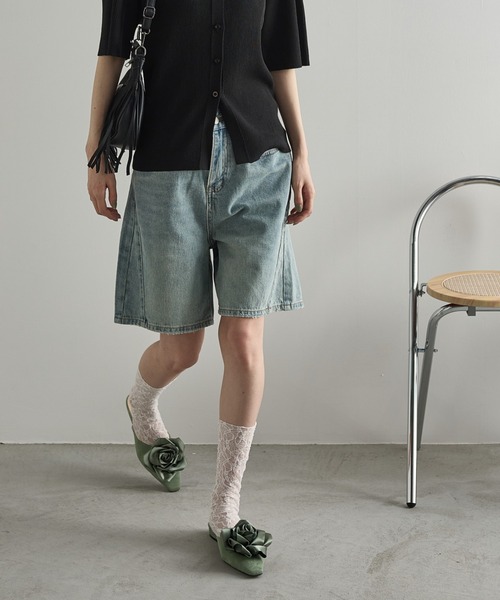 THE YOn（ザヨン）の「ハーフキュロットデニムパンツ（デニムパンツ・レディース・ブラック/ライトブルー・S/M）」の21枚目の写真