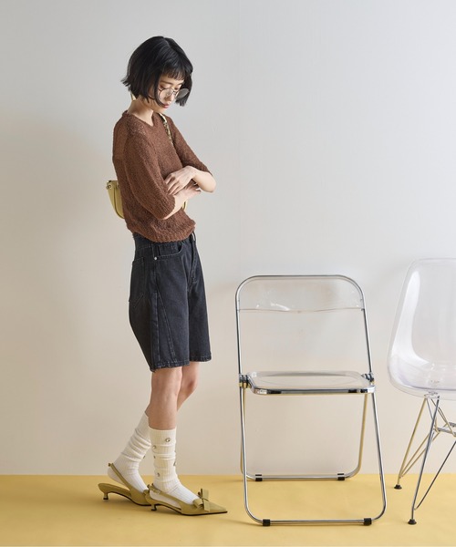 THE YOn（ザヨン）の「ハーフキュロットデニムパンツ（デニムパンツ・レディース・ブラック/ライトブルー・S/M）」の10枚目の写真