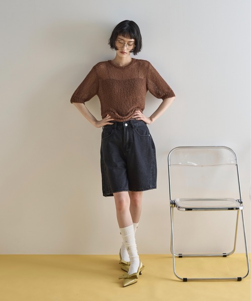 THE YOn（ザヨン）の「ハーフキュロットデニムパンツ（デニムパンツ・レディース・ブラック/ライトブルー・S/M）」の12枚目の写真