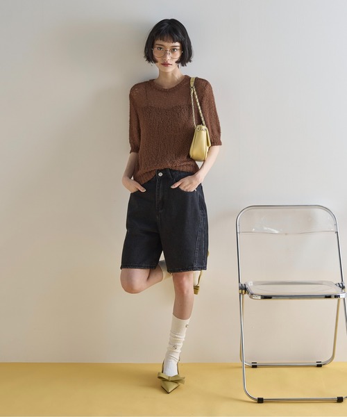 THE YOn（ザヨン）の「ハーフキュロットデニムパンツ（デニムパンツ・レディース・ブラック/ライトブルー・S/M）」の9枚目の写真