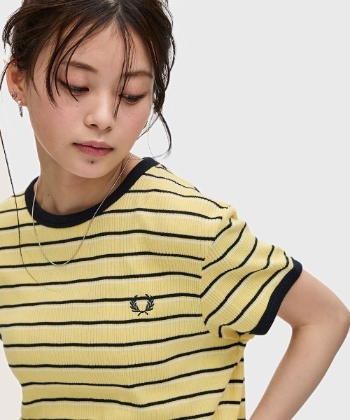 セール】Striped Ribbed T-Shirt／ストライプリブTシャツ（T
