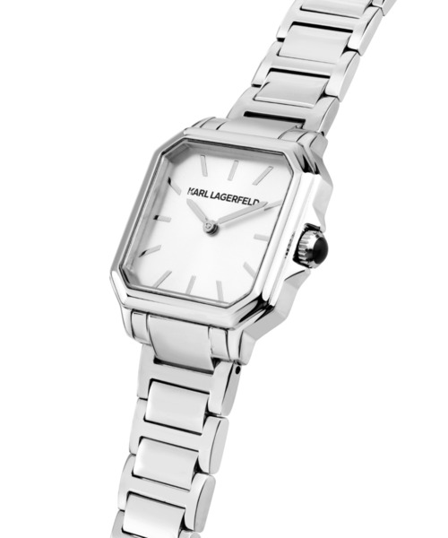 KARL LAGERFELD（カールラガーフェルド）の「「KARL LAGERFELD/カール・ラガーフェルド」スクエア クラシック - サンレイ ダイヤル シルバー ブレスレット（アナログ腕時計・レディース・シルバー/シルバー×ブラック・FREE）」の15枚目の写真