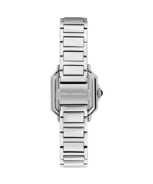 KARL LAGERFELD（カールラガーフェルド）の「「KARL LAGERFELD/カール・ラガーフェルド」スクエア クラシック - サンレイ ダイヤル シルバー ブレスレット（アナログ腕時計・レディース・シルバー/シルバー×ブラック・FREE）」の10枚目の写真