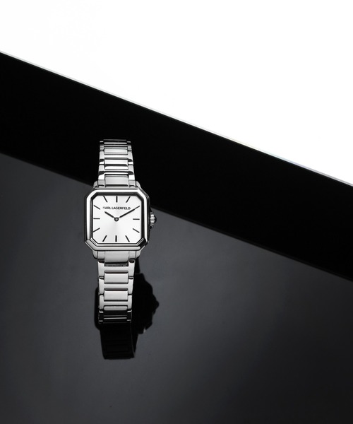 KARL LAGERFELD（カールラガーフェルド）の「「KARL LAGERFELD/カール・ラガーフェルド」スクエア クラシック - サンレイ ダイヤル シルバー ブレスレット（アナログ腕時計・レディース・シルバー/シルバー×ブラック・FREE）」の13枚目の写真