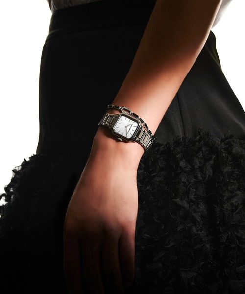 KARL LAGERFELD（カールラガーフェルド）の「「KARL LAGERFELD/カール・ラガーフェルド」スクエア クラシック - サンレイ ダイヤル シルバー ブレスレット（アナログ腕時計・レディース・シルバー/シルバー×ブラック・FREE）」の19枚目の写真