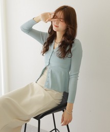 sheer lib v neck knit cardigan /シアー リブ Vネック ニット カーディガン