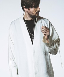 【NO ID.】Drawstring V Neck Big Shirt / ドローストリング V ネック ビッグ シャツ