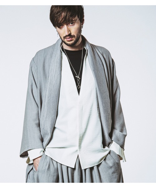 NO ID.(ノーアイディ)の「【NO ID.】Drawstring V Neck Big Shirt / ドローストリング V ネック ビッグ シャツ(シャツ/ブラウス・メンズ・ホワイト/ブラック/グレー・ONE SIZE)」の20枚目の写真