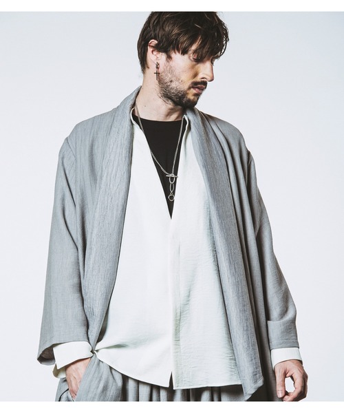 NO ID.(ノーアイディ)の「【NO ID.】Drawstring V Neck Big Shirt / ドローストリング V ネック ビッグ シャツ(シャツ/ブラウス・メンズ・ホワイト/ブラック/グレー・ONE SIZE)」の21枚目の写真