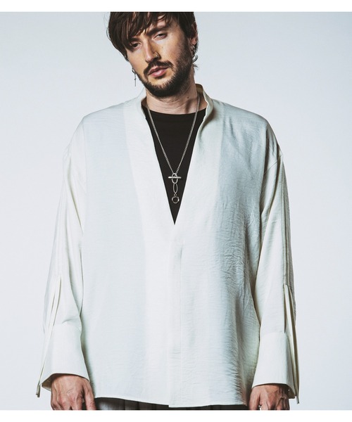 NO ID.(ノーアイディ)の「【NO ID.】Drawstring V Neck Big Shirt / ドローストリング V ネック ビッグ シャツ(シャツ/ブラウス・メンズ・ホワイト/ブラック/グレー・ONE SIZE)」の22枚目の写真