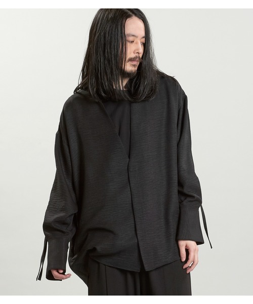 NO ID.(ノーアイディ)の「【NO ID.】Drawstring V Neck Big Shirt / ドローストリング V ネック ビッグ シャツ(シャツ/ブラウス・メンズ・ホワイト/ブラック/グレー・ONE SIZE)」の12枚目の写真