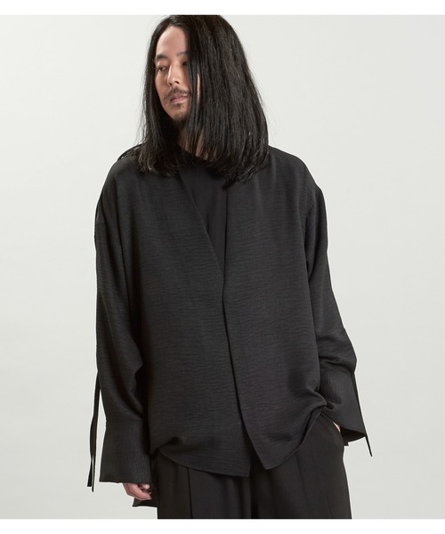 NO ID.(ノーアイディ)の「【NO ID.】Drawstring V Neck Big Shirt / ドローストリング V ネック ビッグ シャツ(シャツ/ブラウス・メンズ・ホワイト/ブラック/グレー・ONE SIZE)」の13枚目の写真