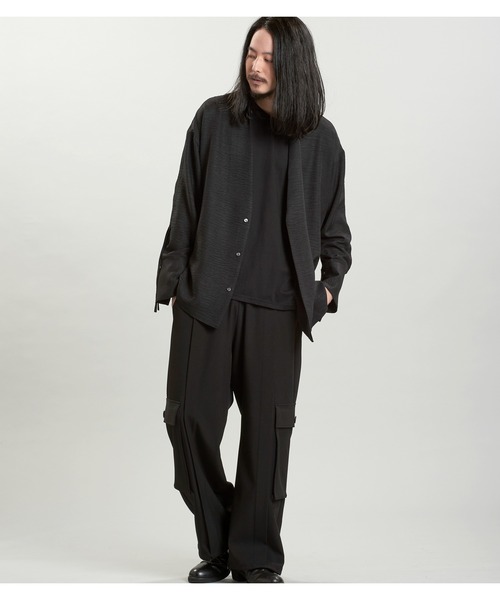 NO ID.(ノーアイディ)の「【NO ID.】Drawstring V Neck Big Shirt / ドローストリング V ネック ビッグ シャツ(シャツ/ブラウス・メンズ・ホワイト/ブラック/グレー・ONE SIZE)」の15枚目の写真
