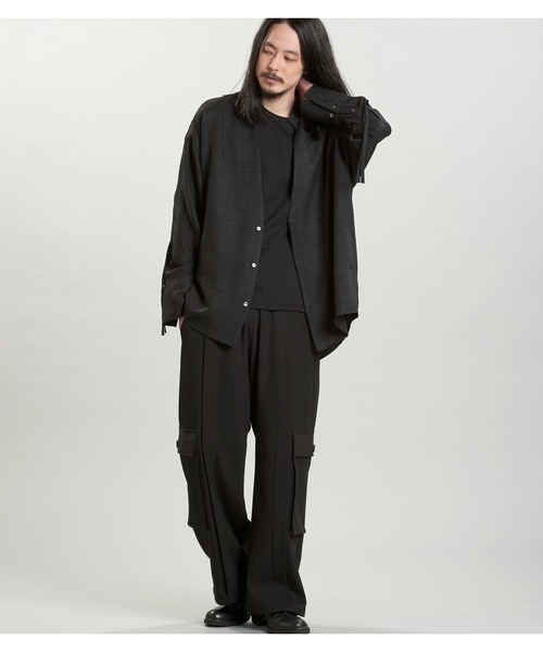 NO ID.(ノーアイディ)の「【NO ID.】Drawstring V Neck Big Shirt / ドローストリング V ネック ビッグ シャツ(シャツ/ブラウス・メンズ・ホワイト/ブラック/グレー・ONE SIZE)」の16枚目の写真