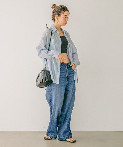 BAYFLOW（ベイフロー）の「[夏の羽織りに]コットンシアーシャツ（シャツ/ブラウス・レディース・オフホワイト/ライトブルー/ライトグリーン/イエロー/チャコール/ラベンダー/ブルー/ブラウン/ライトブラウン・FREE）」の17枚目の写真