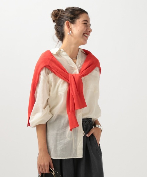 BAYFLOW（ベイフロー）の「[夏の羽織りに]コットンシアーシャツ（シャツ/ブラウス・レディース・オフホワイト/ライトブルー/ライトグリーン/イエロー/チャコール/ラベンダー/ブルー/ブラウン/ライトブラウン・FREE）」の20枚目の写真