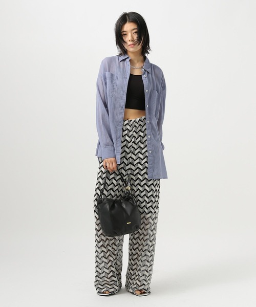 BAYFLOW（ベイフロー）の「[夏の羽織りに]コットンシアーシャツ（シャツ/ブラウス・レディース・オフホワイト/ライトブルー/ライトグリーン/イエロー/チャコール/ラベンダー/ブルー/ブラウン/ライトブラウン・FREE）」の21枚目の写真