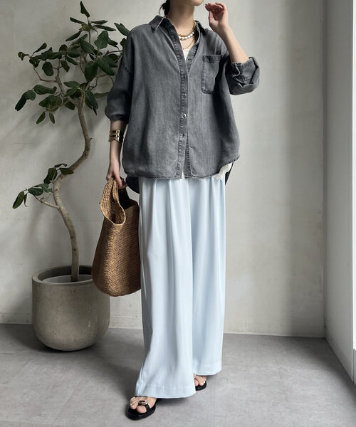 【DouDou】リヨセルデニムバック切替シャツ DOUDOU｜リヨセルデニムバック切替シャツ | Rakuten Fashion