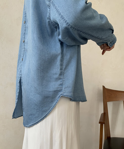 DOUDOU ドゥドゥ　リヨセルデニムバック切替シャツ リヨセルデニムバック切替シャツ | DOUDOU(ドゥドゥ)レディース