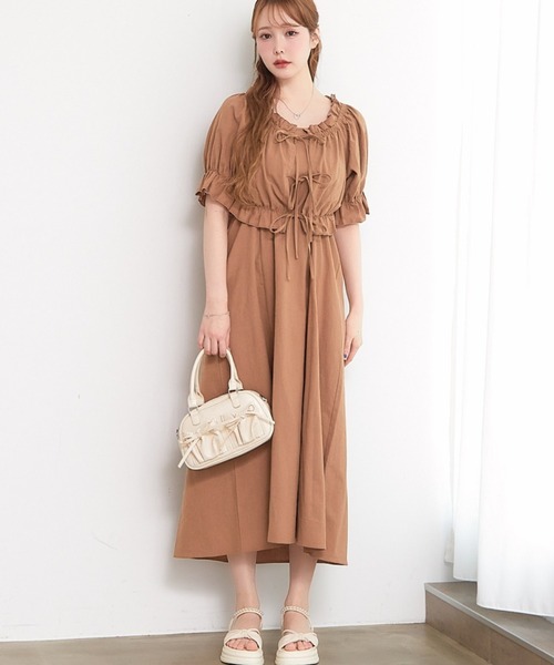 paravion(パラビオン)の「パフ袖ブラウスSETワンピース(ワンピース・レディース・ブラック/ホワイト/ブラウン・FREE)」の1枚目の写真