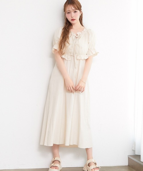 paravion(パラビオン)の「パフ袖ブラウスSETワンピース(ワンピース・レディース・ブラック/ホワイト/ブラウン・FREE)」の2枚目の写真