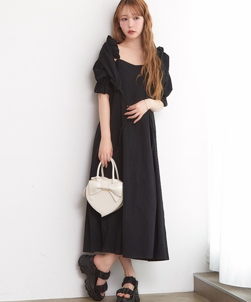 paravion(パラビオン)の「パフ袖ブラウスSETワンピース(ワンピース・レディース・ブラック/ホワイト/ブラウン・FREE)」の3枚目の写真