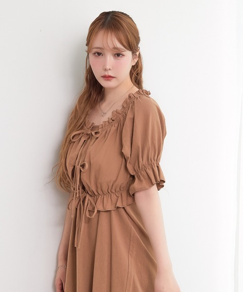 paravion(パラビオン)の「パフ袖ブラウスSETワンピース(ワンピース・レディース・ブラック/ホワイト/ブラウン・FREE)」の7枚目の写真