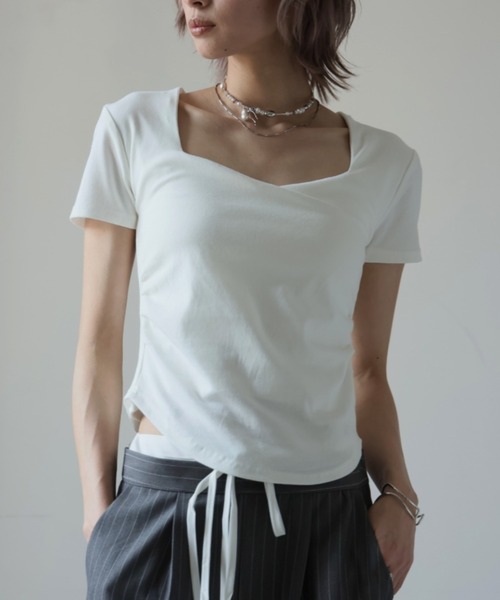 Ulysses(ユリシス)の「スクエアネックTシャツ(Tシャツ/カットソー・レディース・モカ/ダークグレー/ホワイト・M/L)」の2枚目の写真