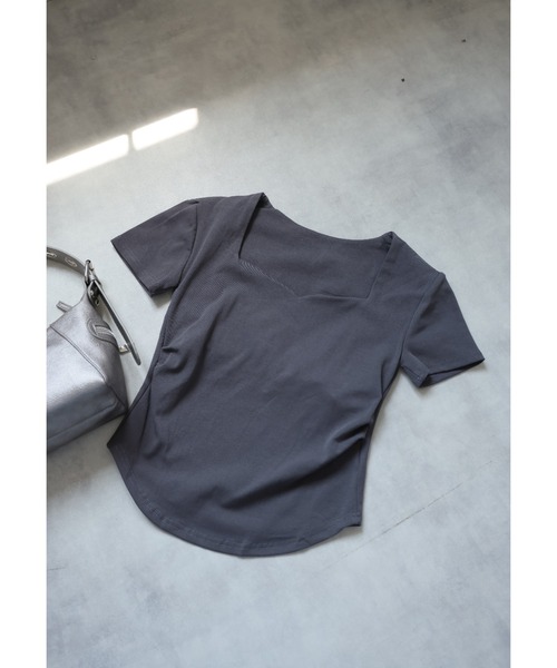 Ulysses(ユリシス)の「スクエアネックTシャツ(Tシャツ/カットソー・レディース・モカ/ダークグレー/ホワイト・M/L)」の6枚目の写真