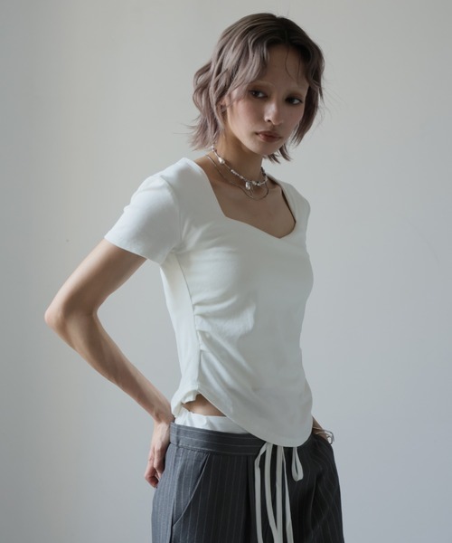 Ulysses(ユリシス)の「スクエアネックTシャツ(Tシャツ/カットソー・レディース・モカ/ダークグレー/ホワイト・M/L)」の16枚目の写真