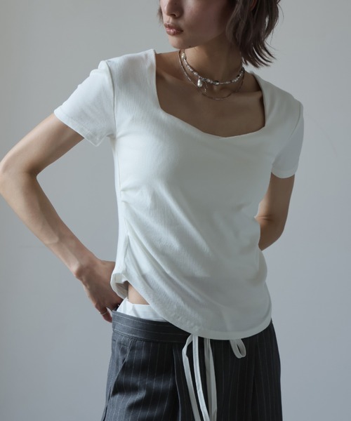 Ulysses(ユリシス)の「スクエアネックTシャツ(Tシャツ/カットソー・レディース・モカ/ダークグレー/ホワイト・M/L)」の17枚目の写真