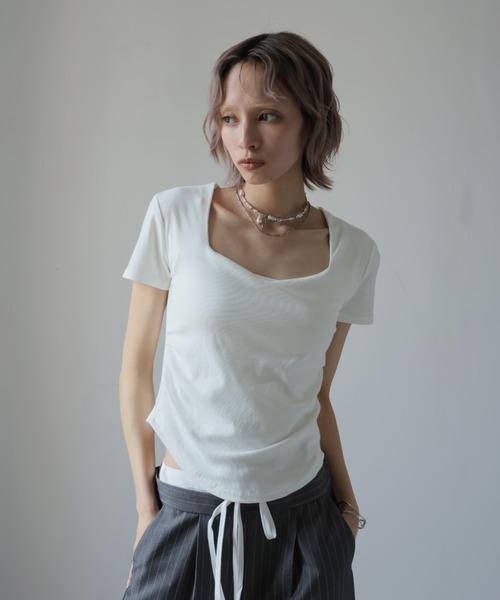 Ulysses(ユリシス)の「スクエアネックTシャツ(Tシャツ/カットソー・レディース・モカ/ダークグレー/ホワイト・M/L)」の19枚目の写真