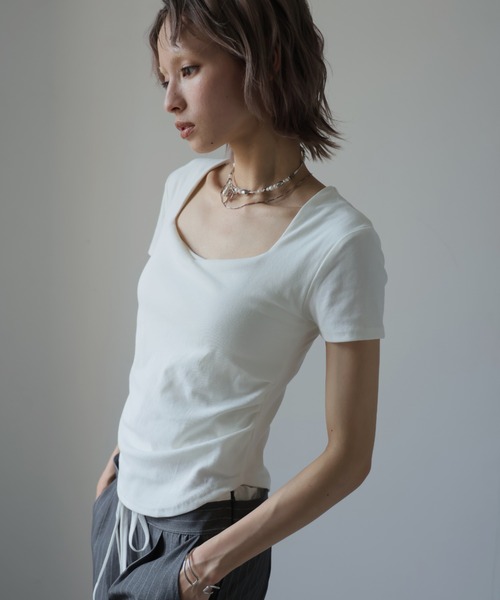 Ulysses(ユリシス)の「スクエアネックTシャツ(Tシャツ/カットソー・レディース・モカ/ダークグレー/ホワイト・M/L)」の21枚目の写真