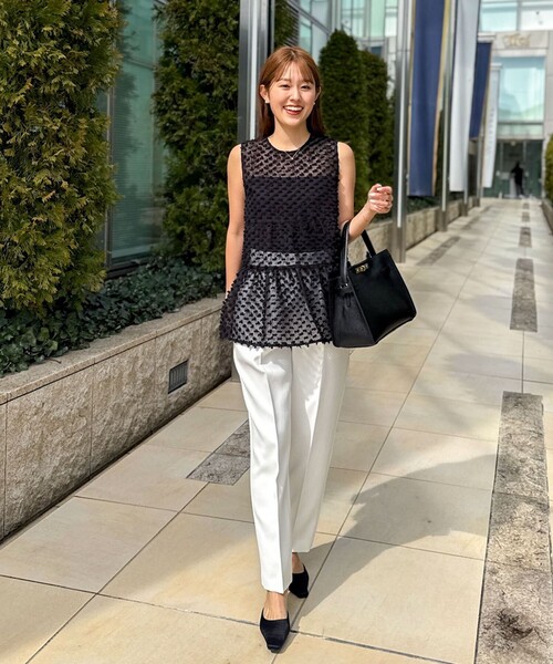 セール】【PR阿部☆別注】ドットポンポン2WAYノースリーブブラウス