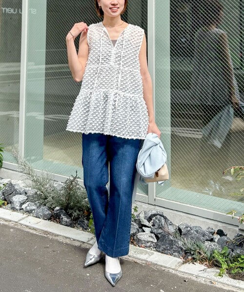 セール】【PR阿部☆別注】ドットポンポン2WAYノースリーブブラウス