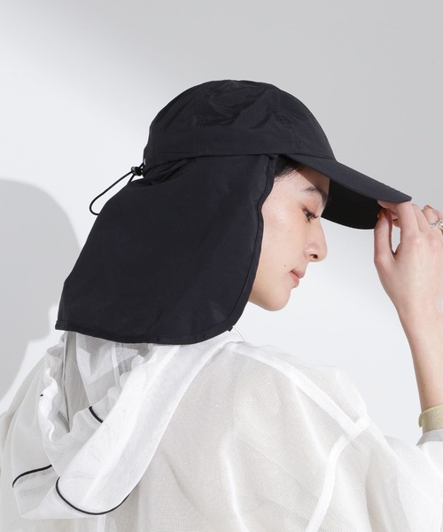 NANO universe（ナノユニバース）の「UVカット撥水サンシェードキャップ（キャップ・レディース・ブラック/アイボリー/ライトカーキ・FREE）」の4枚目の写真