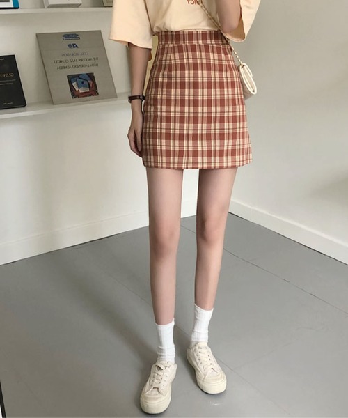 2色展開♥ふんわりシルエットのミニ丈スカート/追跡有 Cham. スカート チェック柄ミニスカート : ZOZOTOWN Yahoo!店