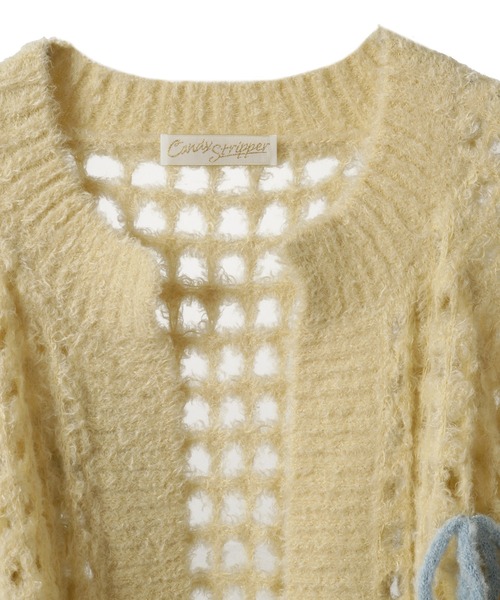 Candy Stripper（キャンディストリッパー）の「RIBBON MESH KNIT カーディガン（カーディガン/ボレロ・レディース・ライトブルー/ブラック/イエロー・FREE）」の21枚目の写真