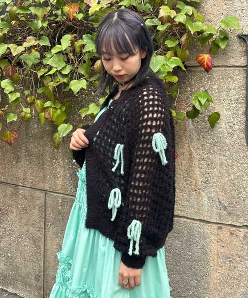 セール】RIBBON MESH KNIT カーディガン（カーディガン/ボレロ