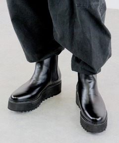PG × Steven Alan＞ KNOCK BLACK LEATHER/シューズ（モカシン/デッキ