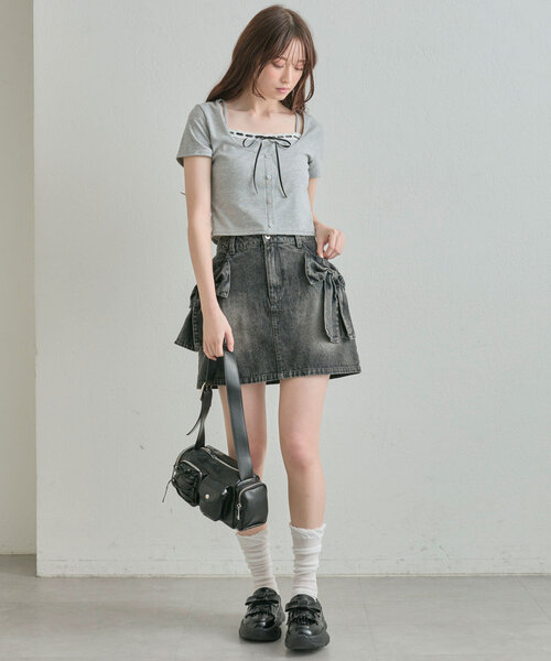 OLIVE des OLIVE ビッグリボンミニスカート ブラック ビッグリボンミニスカート（スカート）｜OLIVE des OLIVE