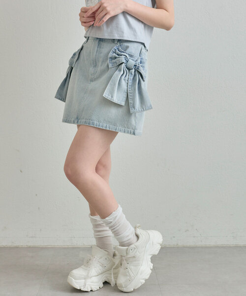 OLIVE des OLIVE（オリーブデオリーブ）の「ビッグリボンミニスカート（スカート・レディース・ブルー/ブラック/インディゴブルー・FREE）」の17枚目の写真