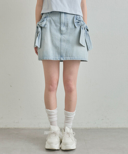 OLIVE des OLIVE（オリーブデオリーブ）の「ビッグリボンミニスカート（スカート・レディース・ブルー/ブラック/インディゴブルー・FREE）」の21枚目の写真