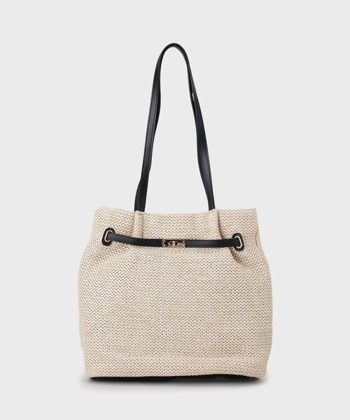 OPAQUE.CLIP（オペークドットクリップ）の「フロントベルトデザイン雑材合皮コンビトートバッグ（トートバッグ・レディース・グレー/ブラック系4/オフホワイト・00）」の10枚目の写真