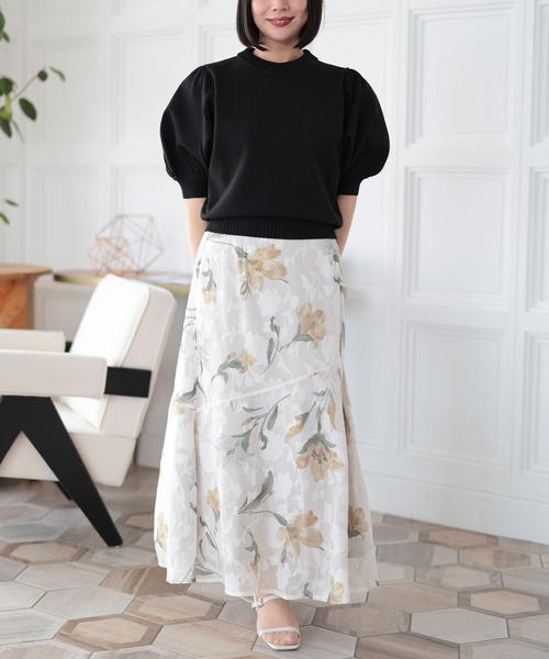 Ruwan yu(ルワンユー)の「花柄マーメイドスカート【大きいサイズ対応】(スカート・レディース・イエロー/ブルー・4L/3L/LL/L)」の18枚目の写真